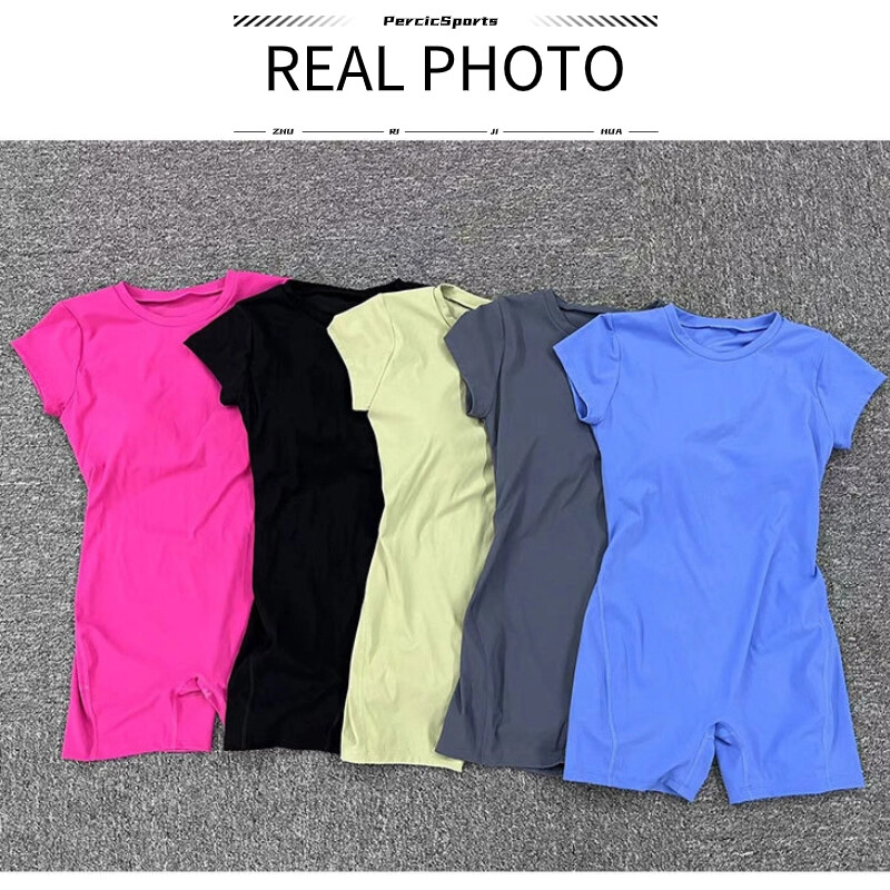 Ženski kombinezon kratkih rukava Komplet za jogu Podstavljen jednodijelni bodi bez leđa Odjeća za fitness Hlače za vježbanje Odjeća za tjelovježbu