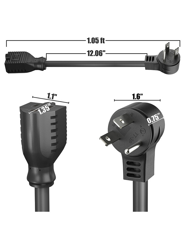2 komada 1 nožni produžni kabel, niskoprofilni ukošeni ravni utikač, 3 uzemljena žica, 125 V/10 A ocijenjeno za unutarnju upotrebu 18 AWG