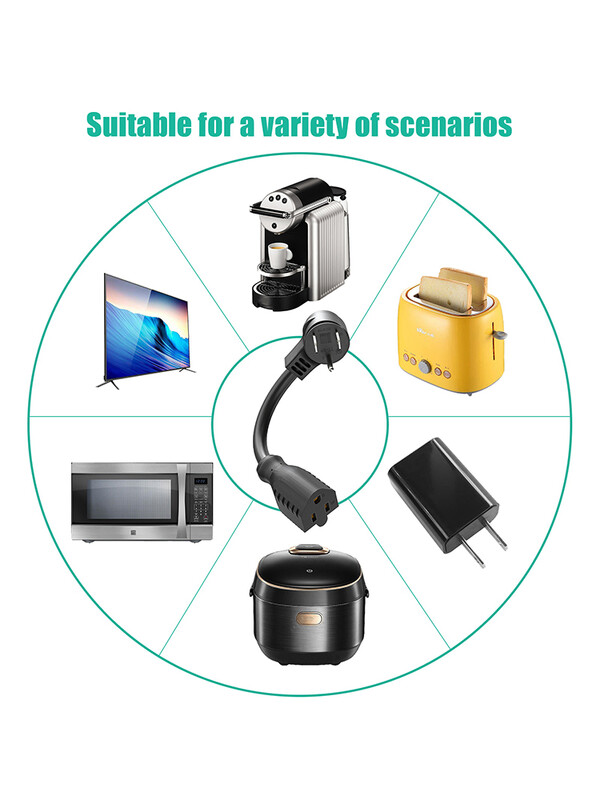 2 komada 1 nožni produžni kabel, niskoprofilni ukošeni ravni utikač, 3 uzemljena žica, 125 V/10 A ocijenjeno za unutarnju upotrebu 18 AWG