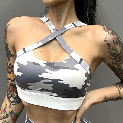 2024 Jastučić 1/2 KOM Kamuflažna ženska sportska odjeća Set za jogu Cross grudnjak za vježbanje Sportska odjeća Šorce za gimnastiku za fitness Grudnjak za jogu Odijelo