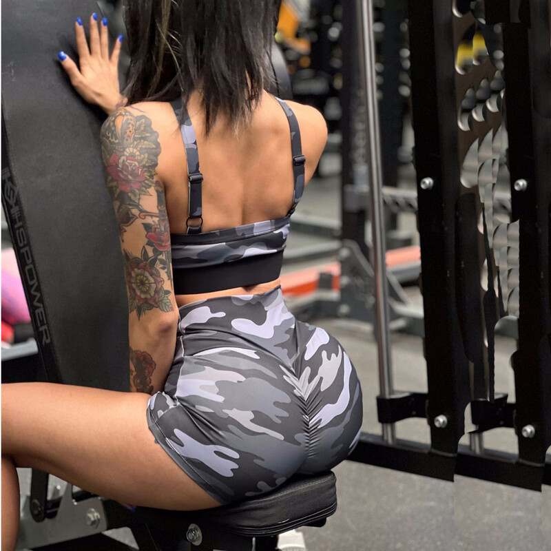 2024 Jastučić 1/2 KOM Kamuflažna ženska sportska odjeća Set za jogu Cross grudnjak za vježbanje Sportska odjeća Šorce za gimnastiku za fitness Grudnjak za jogu Odijelo