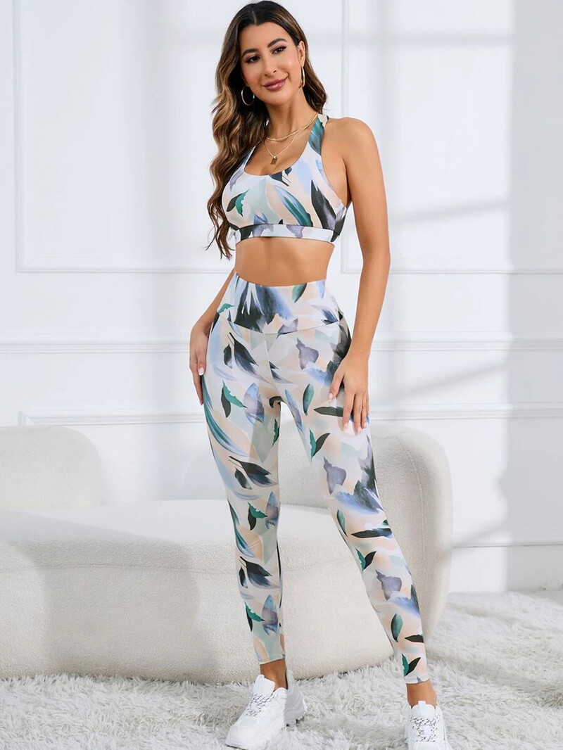 Set de yoga sport cu uscare rapidă pentru femei, ținută respirabilă în două piese, costum de fitness, haine de antrenament pentru femei, îmbrăcăminte sport, sutien academic