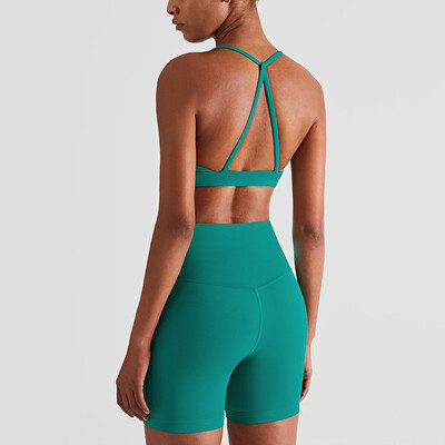 2024 Seturi noi de pantaloni scurți de yoga Vestă antișoc Pantaloni scurți cu talie înaltă Respirabili pentru femei, strâns, sport, Yoga, Sexy Crop Top Set de gimnastică