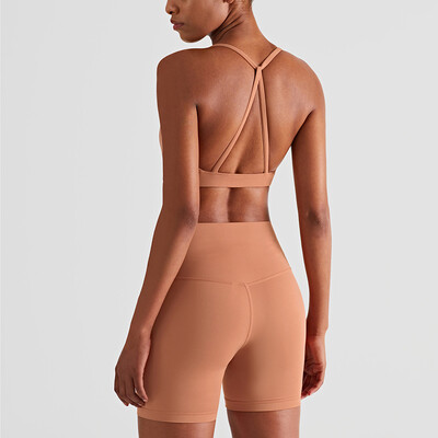 2024 Seturi noi de pantaloni scurți de yoga Vestă antișoc Pantaloni scurți cu talie înaltă Respirabili pentru femei, strâns, sport, Yoga, Sexy Crop Top Set de gimnastică