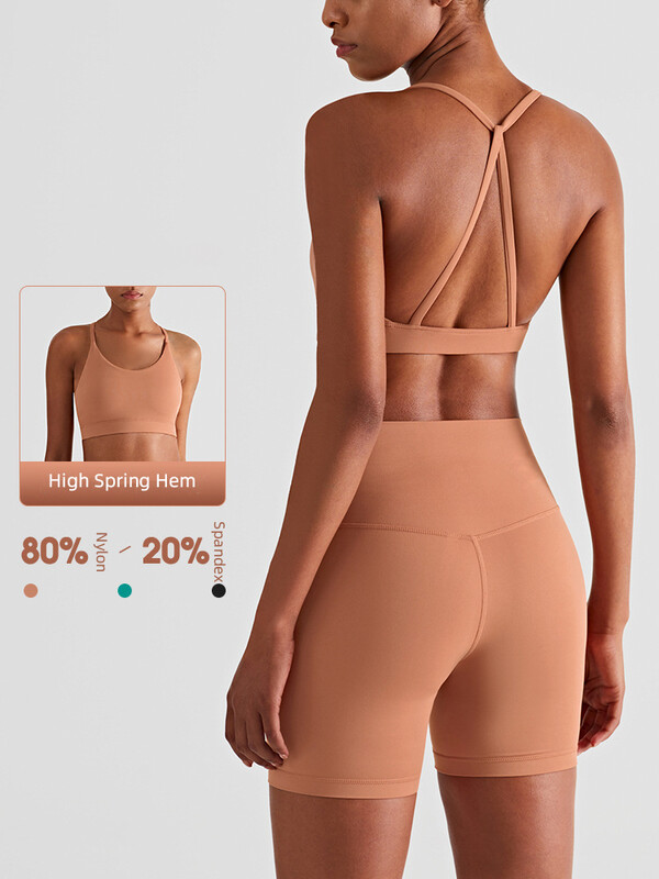 2024 Seturi noi de pantaloni scurți de yoga Vestă antișoc Pantaloni scurți cu talie înaltă Respirabili pentru femei, strâns, sport, Yoga, Sexy Crop Top Set de gimnastică