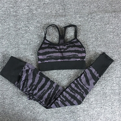 2024 1/2 buc. Ansamblu pad tigru sutien sport pentru femei Set de yoga antrenament legging de gimnastică alergare pantaloni strânși cu talie înaltă fitness costume active