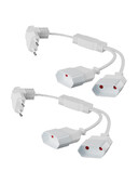 Удължителен кабел за захранващ кабел за ЕС, 28 cm къс 0,75 mm² Захранващ кабел тип C евро щепсел към двоен тип C евро контакт, макс. 250 V/8 A