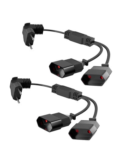 Удължителен кабел за захранващ кабел за ЕС, 28 cm къс 0,75 mm² Захранващ кабел тип C евро щепсел към двоен тип C евро контакт, макс. 250 V/8 A