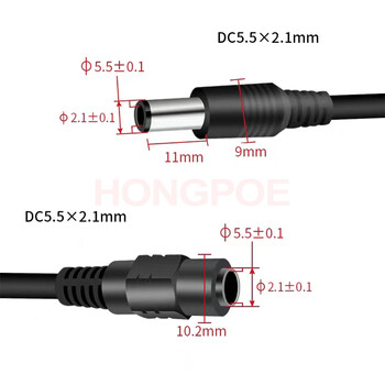 5,5 мм 2,1 мм 1 до 2/3/4/5/6/8 канален DC захранващ сплитер кабел 5V 12V захранващ адаптер Съединителен кабел за LED лентови светлини CCTV камера