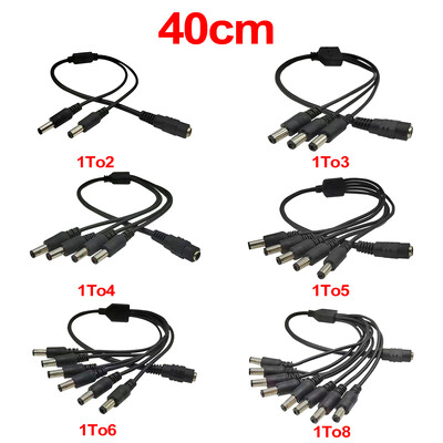 5,5 mm-es 2,1 mm-es 1–2/3/4/5/6/8 irányú egyenáramú tápelosztó kábel 5 V 12 V tápadapter csatlakozó kábel LED szalaglámpákhoz CCTV kamera