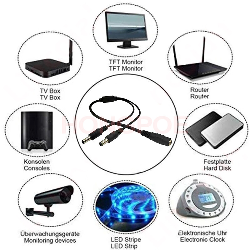 5,5 mm 2,1 mm 1 la 2/3/4/5/6/8 căi Cablu despărțitor de alimentare DC 5V 12V Cablu de conectare al adaptorului de alimentare pentru bandă LED Cameră CCTV