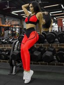 Gymdolphins Дамски костюм с панталони за йога, контрастен цвят, потник и тънък клин с висока талия, лятна мода, комплект от две части за фитнес зала