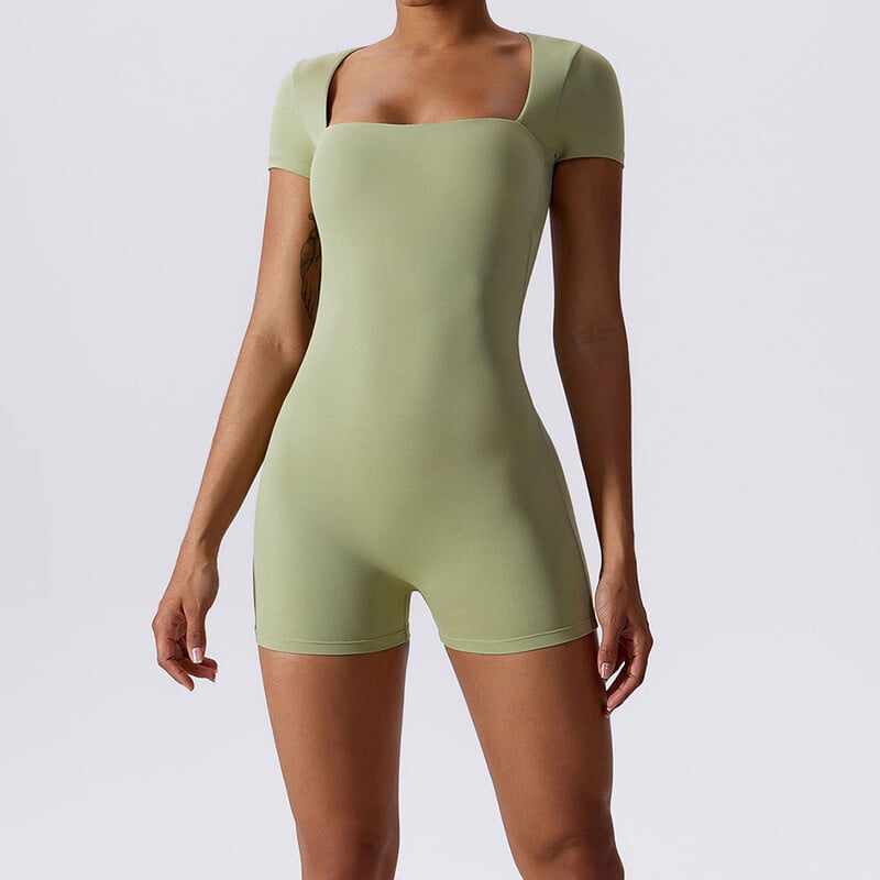 Jóga szett Női Jumpsuitek Rövid Egyrészes Sportruhák Rövid ujjú Tornatermi Ruhák Push Up Edzés Fitnesz Jóga Body Sportruházat
