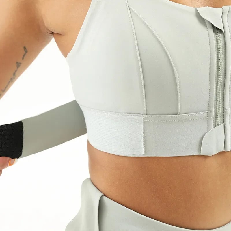 Sutiene sport pentru femei Colanți Crop Top Vestă de yoga Fermoar în față Curea reglabilă de dimensiuni mari Rezistent la șoc Sutien atletic de fitness