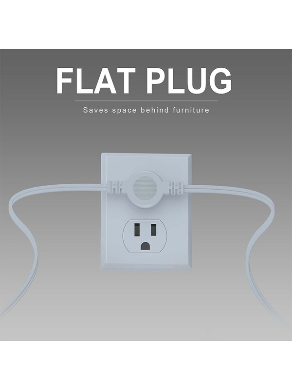 Cablu prelungitor dublu din SUA Priză de alimentare - cablu de 12 picioare - 6 picioare pe fiecare parte - mufă de priză cu cap plat (Wall Hugger)
