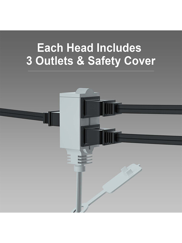 Cablu prelungitor dublu din SUA Priză de alimentare - cablu de 12 picioare - 6 picioare pe fiecare parte - mufă de priză cu cap plat (Wall Hugger)