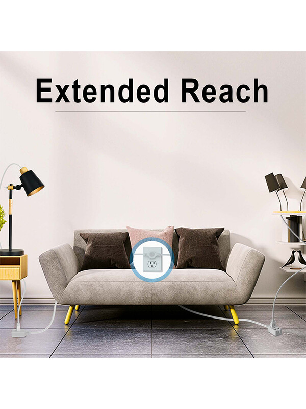 Cablu prelungitor dublu din SUA Priză de alimentare - cablu de 12 picioare - 6 picioare pe fiecare parte - mufă de priză cu cap plat (Wall Hugger)