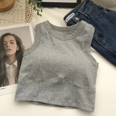 Vasariniai trumpi „I-Word“ apatiniai moteriški „viskas viename“ grožio marškinėliai su liemenėlės pagalvėlėmis, vidinėmis liekninančiomis juostelėmis, trumpos dalies bambos berankove liemenė