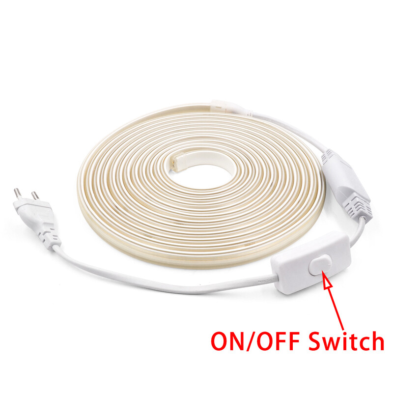 EU toitepistik koos hämarduslüliti ajamiga AC 220V 288LEDs/m 360LEDs/m juhtmeta 13x7MM COB lintvalgusti toiteadapter