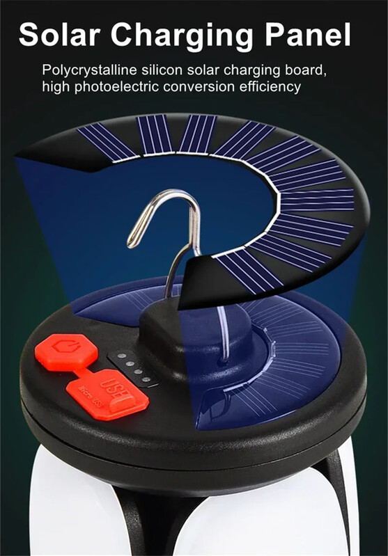 Lanternă de camping cu LED-uri de mare putere, reîncărcabilă, 4500mAh, 1000LM, Power Bank de urgență, pliabilă, 6 moduri de lumină pentru pescuit în camping