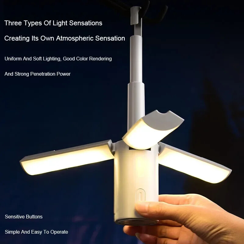 Sulankstomas lauko kempingas Nešiojamas įkraunamas didelės talpos apšvietimas studentų bendrabutyje Pakabinama palapinė Pakabinamas šviesos žibintas