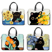 Geantă pentru laptop DIY Geanta cu mâner pentru pisică neagră 13 14 15 17 inch Husă rezistentă la șocuri Rucsac pentru laptop Geanta de mesager Husă pentru laptop