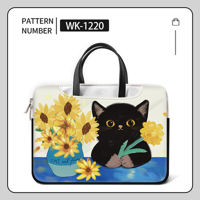 Geantă pentru laptop DIY Geanta cu mâner pentru pisică neagră 13 14 15 17 inch Husă rezistentă la șocuri Rucsac pentru laptop Geanta de mesager Husă pentru laptop