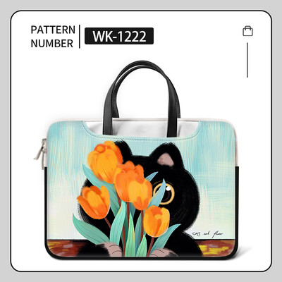 Geantă pentru laptop DIY Geanta cu mâner pentru pisică neagră 13 14 15 17 inch Husă rezistentă la șocuri Rucsac pentru laptop Geanta de mesager Husă pentru laptop