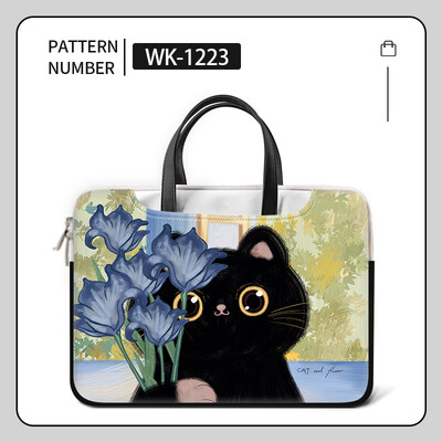 Geantă pentru laptop DIY Geanta cu mâner pentru pisică neagră 13 14 15 17 inch Husă rezistentă la șocuri Rucsac pentru laptop Geanta de mesager Husă pentru laptop