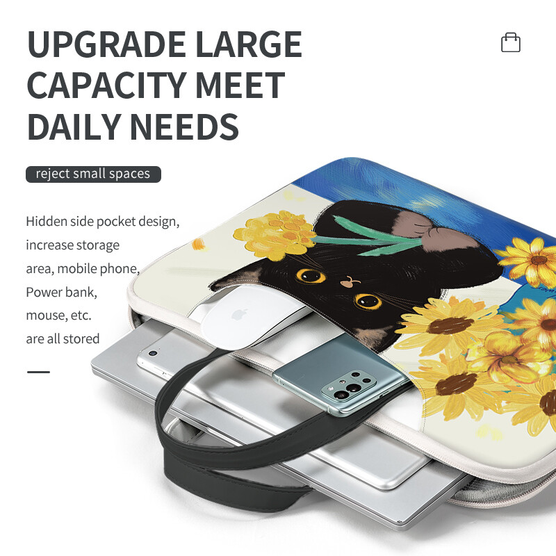 Geantă pentru laptop DIY Geanta cu mâner pentru pisică neagră 13 14 15 17 inch Husă rezistentă la șocuri Rucsac pentru laptop Geanta de mesager Husă pentru laptop