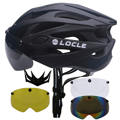 Cască de ciclism LOCLE Bărbați Femei Ochelari magnetici Cască de bicicletă cu vizor detașabil Cască de ciclism de drum și munte Dimensiune M/L/XL