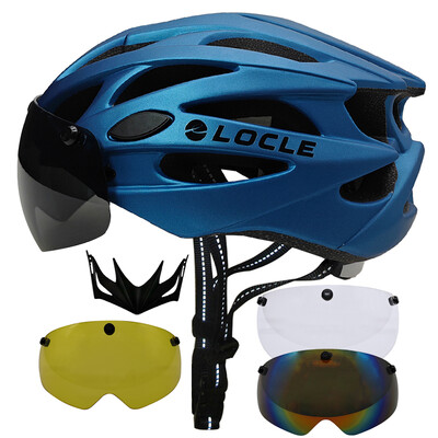 Cască de ciclism LOCLE Bărbați Femei Ochelari magnetici Cască de bicicletă cu vizor detașabil Cască de ciclism de drum și munte Dimensiune M/L/XL