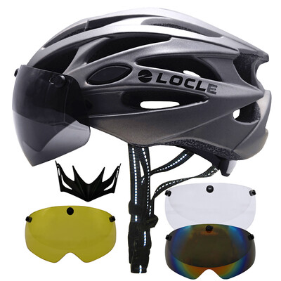Cască de ciclism LOCLE Bărbați Femei Ochelari magnetici Cască de bicicletă cu vizor detașabil Cască de ciclism de drum și munte Dimensiune M/L/XL