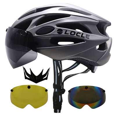 Cască de ciclism LOCLE Bărbați Femei Ochelari magnetici Cască de bicicletă cu vizor detașabil Cască de ciclism de drum și munte Dimensiune M/L/XL