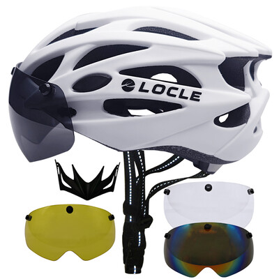 Cască de ciclism LOCLE Bărbați Femei Ochelari magnetici Cască de bicicletă cu vizor detașabil Cască de ciclism de drum și munte Dimensiune M/L/XL