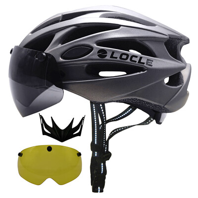 Cască de ciclism LOCLE Bărbați Femei Ochelari magnetici Cască de bicicletă cu vizor detașabil Cască de ciclism de drum și munte Dimensiune M/L/XL