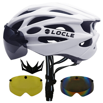 Cască de ciclism LOCLE Bărbați Femei Ochelari magnetici Cască de bicicletă cu vizor detașabil Cască de ciclism de drum și munte Dimensiune M/L/XL