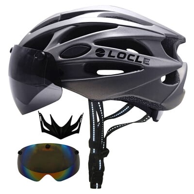 Cască de ciclism LOCLE Bărbați Femei Ochelari magnetici Cască de bicicletă cu vizor detașabil Cască de ciclism de drum și munte Dimensiune M/L/XL