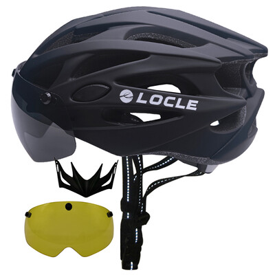 Cască de ciclism LOCLE Bărbați Femei Ochelari magnetici Cască de bicicletă cu vizor detașabil Cască de ciclism de drum și munte Dimensiune M/L/XL