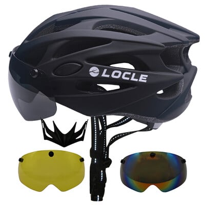 Cască de ciclism LOCLE Bărbați Femei Ochelari magnetici Cască de bicicletă cu vizor detașabil Cască de ciclism de drum și munte Dimensiune M/L/XL