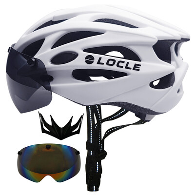 Cască de ciclism LOCLE Bărbați Femei Ochelari magnetici Cască de bicicletă cu vizor detașabil Cască de ciclism de drum și munte Dimensiune M/L/XL