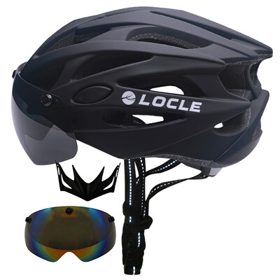 Cască de ciclism LOCLE Bărbați Femei Ochelari magnetici Cască de bicicletă cu vizor detașabil Cască de ciclism de drum și munte Dimensiune M/L/XL