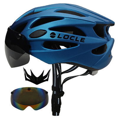 Cască de ciclism LOCLE Bărbați Femei Ochelari magnetici Cască de bicicletă cu vizor detașabil Cască de ciclism de drum și munte Dimensiune M/L/XL