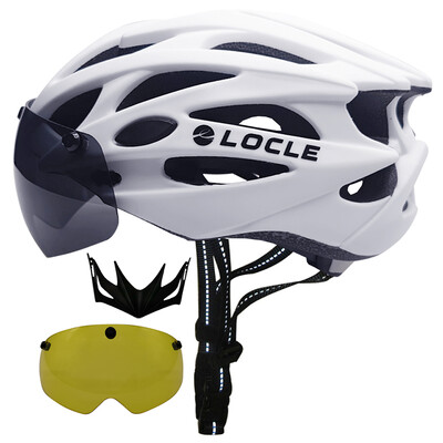 Cască de ciclism LOCLE Bărbați Femei Ochelari magnetici Cască de bicicletă cu vizor detașabil Cască de ciclism de drum și munte Dimensiune M/L/XL