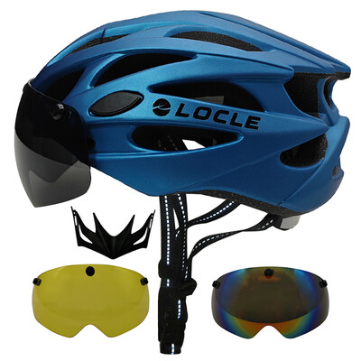 Cască de ciclism LOCLE Bărbați Femei Ochelari magnetici Cască de bicicletă cu vizor detașabil Cască de ciclism de drum și munte Dimensiune M/L/XL