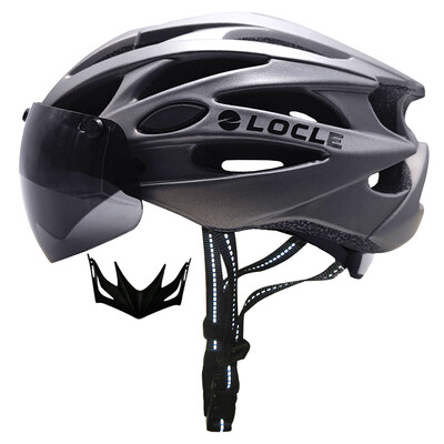 Cască de ciclism LOCLE Bărbați Femei Ochelari magnetici Cască de bicicletă cu vizor detașabil Cască de ciclism de drum și munte Dimensiune M/L/XL