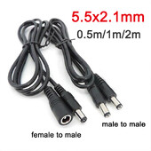5,5 mm * 2,1 mm nuolatinės srovės 12 V 5 A/3 A maitinimo ilgintuvo laidas kištukinis į kištukinį lizdą / kištukinis maitinimo laidas, skirtas CCTV apsaugos kameroms 0,5 M/1 M/2 M