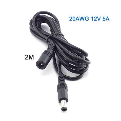 5,5 mm * 2,1 mm nuolatinės srovės 12 V 5 A/3 A maitinimo ilgintuvo laidas kištukinis į kištukinį lizdą / kištukinis maitinimo laidas, skirtas CCTV apsaugos kameroms 0,5 M/1 M/2 M