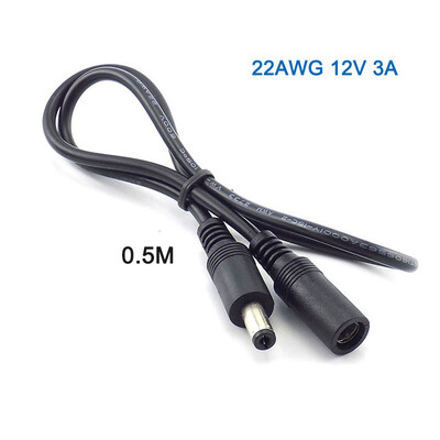5,5 mm * 2,1 mm nuolatinės srovės 12 V 5 A/3 A maitinimo ilgintuvo laidas kištukinis į kištukinį lizdą / kištukinis maitinimo laidas, skirtas CCTV apsaugos kameroms 0,5 M/1 M/2 M