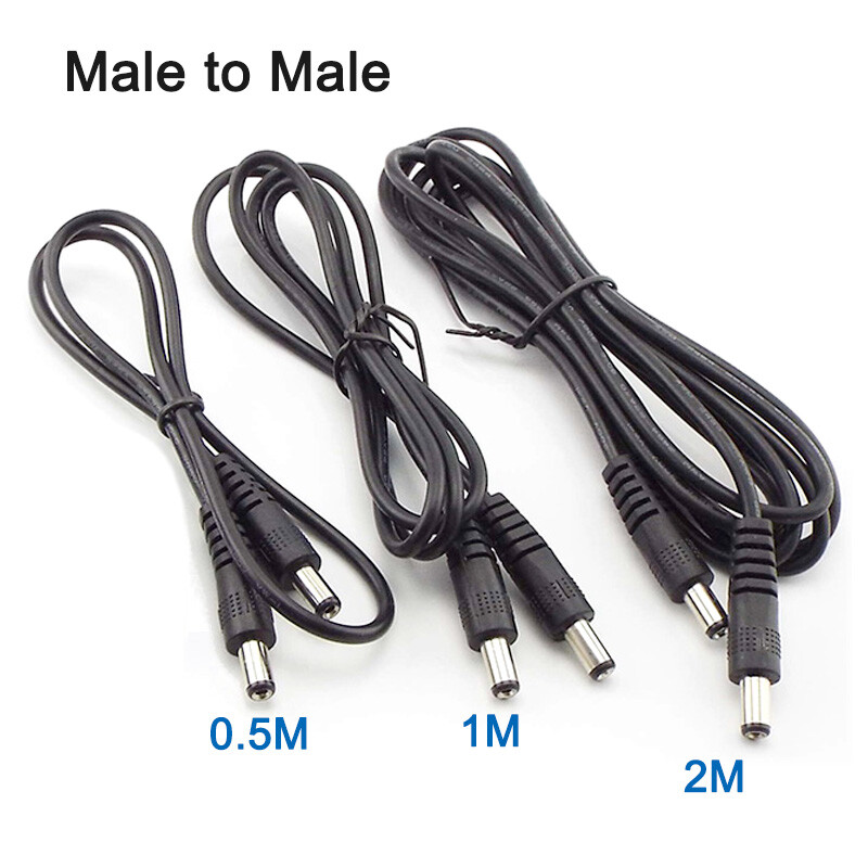 5,5 mm * 2,1 mm nuolatinės srovės 12 V 5 A/3 A maitinimo ilgintuvo laidas kištukinis į kištukinį lizdą / kištukinis maitinimo laidas, skirtas CCTV apsaugos kameroms 0,5 M/1 M/2 M